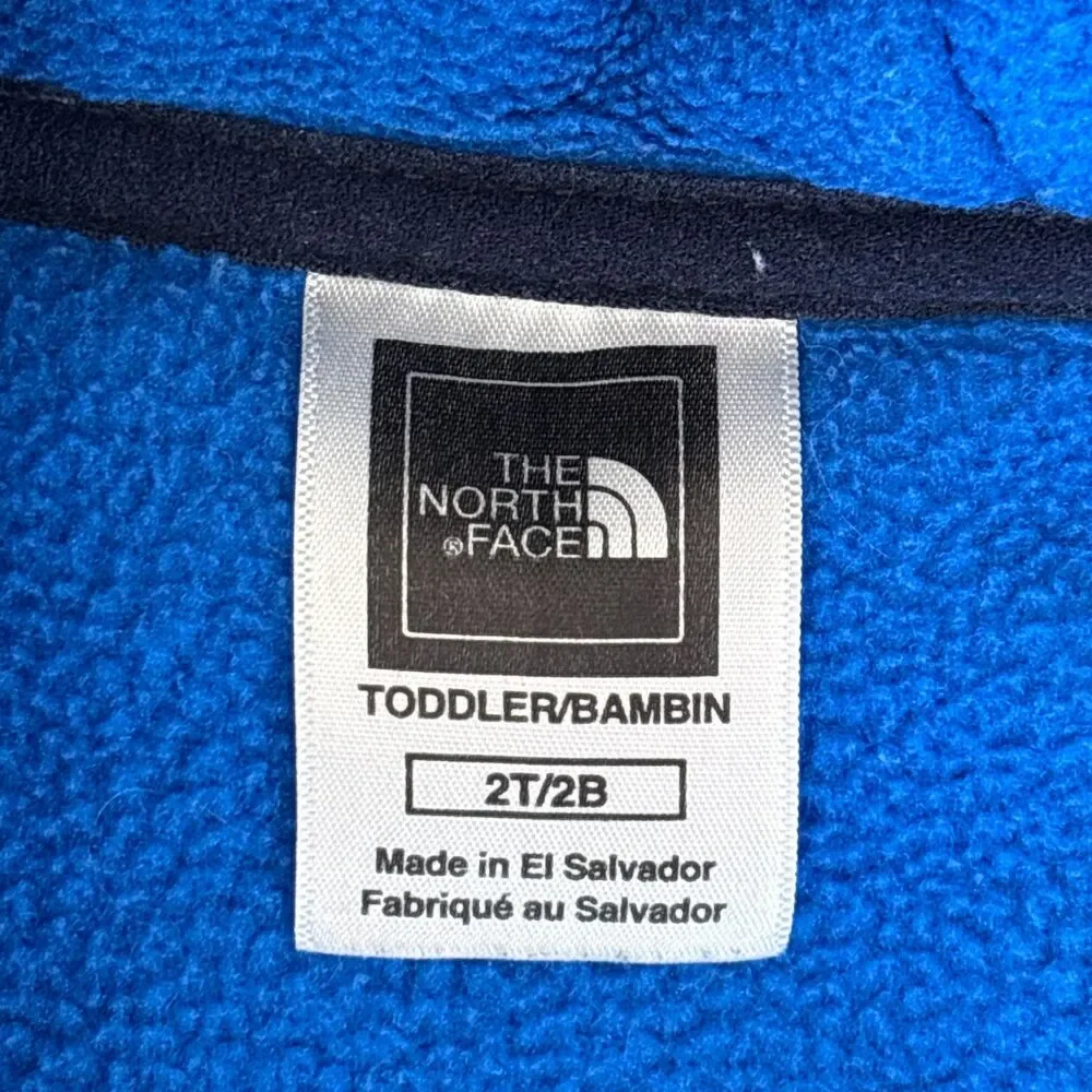 The North Face Toddler 2T Denali Hooded Fleece Jacket Blue Plaid Full Zip Kids